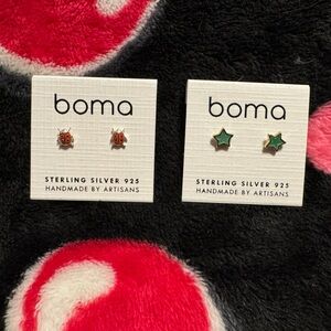 Boma Sterling Silver 925 Star and Ladybug Earrings
